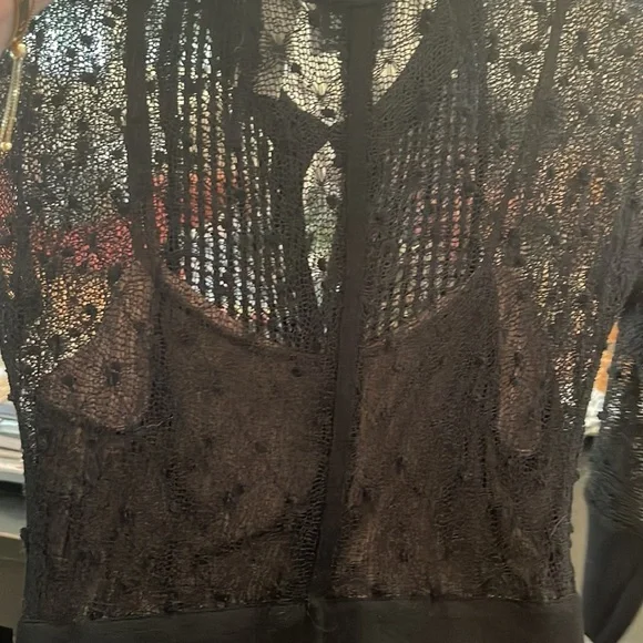 BEGUILE by Byron Lars absolutely stunning sheer knit dress with nude lining. EUC